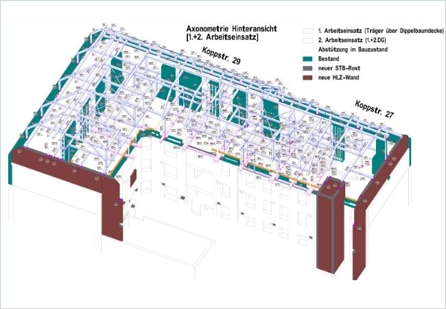 Leistungen 5 referenzen lipp stahlbau werksinterne planung axanometrie hinteransicht
